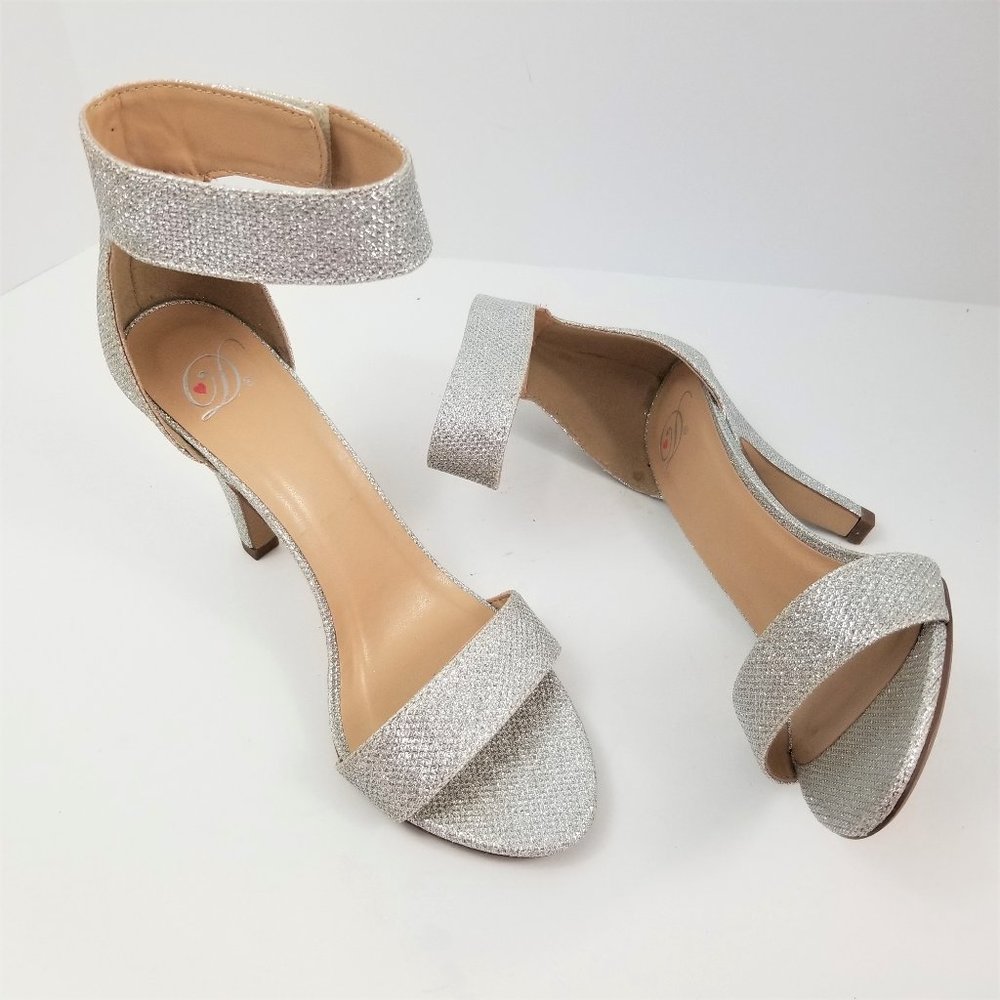 "D" Sparkling Silver Gladiator Sandal Pumps Heels